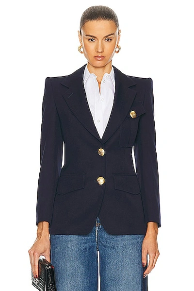 Alexander Mcqueen Single-breasted Military Jacket In Navy