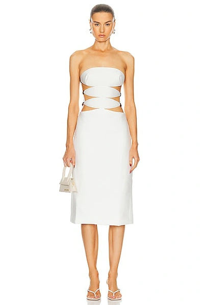 Adriana Degreas Vintage Orchid Solid Strapless Cutout Midi Dress In Off White