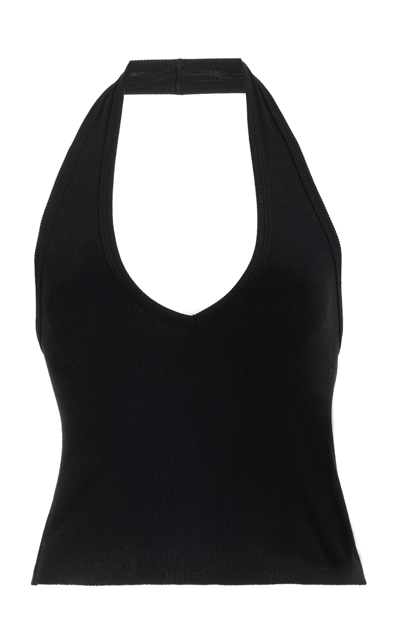 ÉTERNE RIBBED-KNIT COTTON JERSEY HALTER TOP