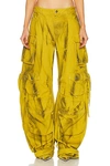 Attico Fern Wide-leg Cargo Jeans In Hazelnut & Eden Green