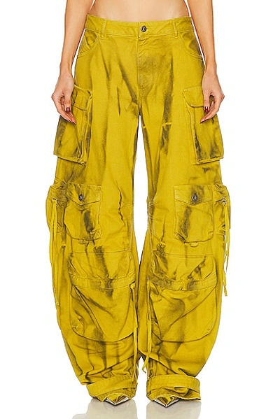 Attico Fern Mid-rise Cargo Jeans In Green