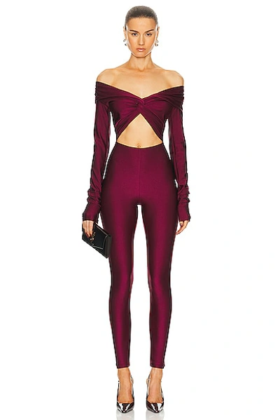 The Andamane Kendall Off-shoulder Jumpsuit In Ruby