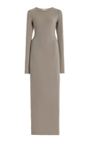 Éterne Long Sleeve Crewneck Maxi Dress In Clay In Brown