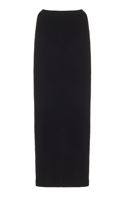 Éterne Emma Ribbed-knit Cotton Jersey Maxi Skirt In Black