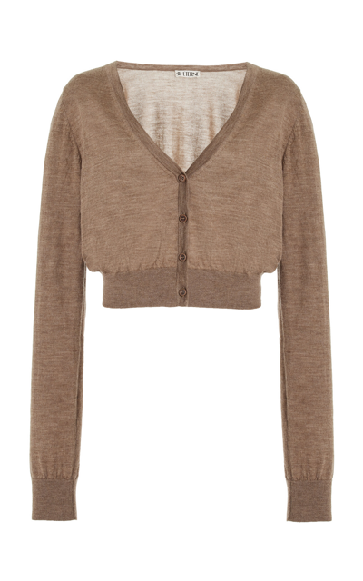 Éterne Poppy Cropped Cashmere Cardigan In Brown