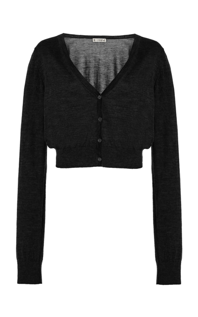Éterne Poppy Cropped Cashmere Cardigan In Black