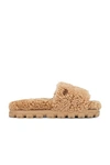 Ugg Women's Cozetta Curly Shearling Platform Slide Sandals In Marrone