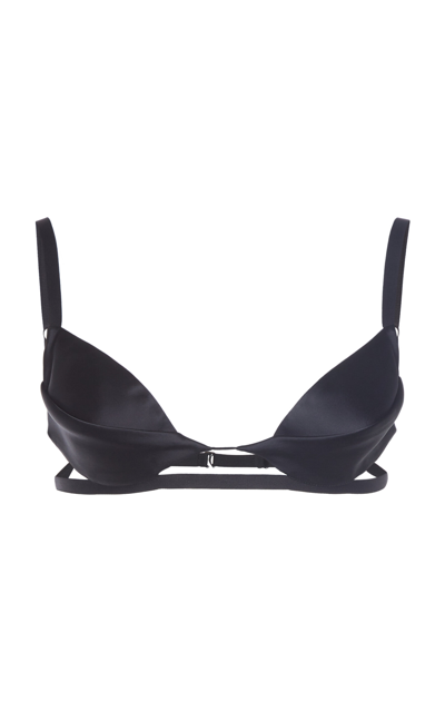 Nensi Dojaka Double-petal Satin Bra Top In Black