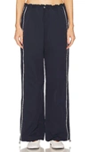 Grlfrnd Cinched Waist Wide Leg Pant In Navy