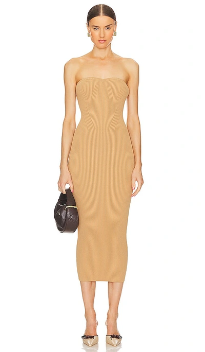 L'academie Fayola Rib Tube Dress In Camel