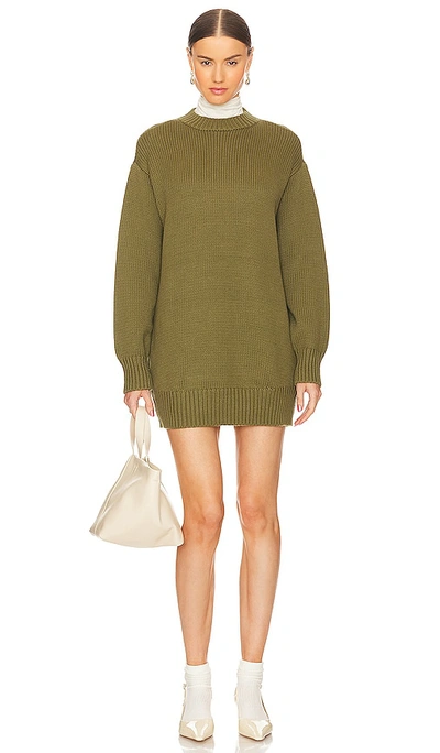 L'academie Manal Sweater Dress In Army Green