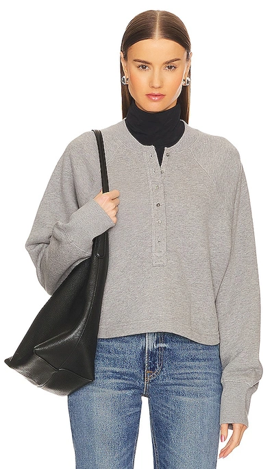 Marissa Webb So Uptight Henley Sweatshirt In Heather Grey