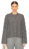 L'academie Adria Cable Sweater In Charcoal Grey