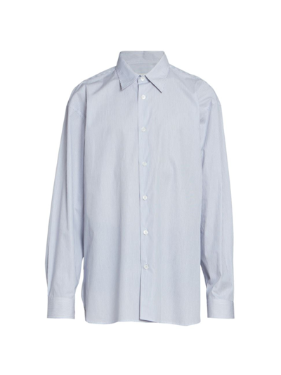 Dries Van Noten Men's Croom Pinstriped Button-up Shirt In Blue