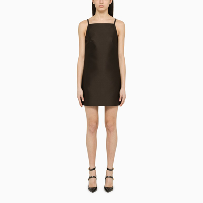 Valentino Ebony Short Dress In Techno Duchesse Women In Brown