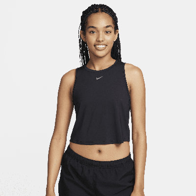 Nike Women's Solid One Classic Dri-fit Cropped Tank Top In Black