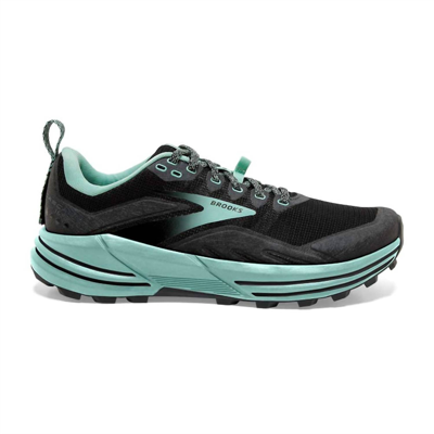 Brooks Women's Cascadia 16 Trail Shoes In Black/ebony/yucca In Blue