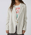 Free People Fern Stripe Oversize Linen Blend Blazer In Beige