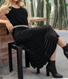 LAST TANGO RUCHED WRINKLE RESISTANT MAXI SKIRT IN BLACK