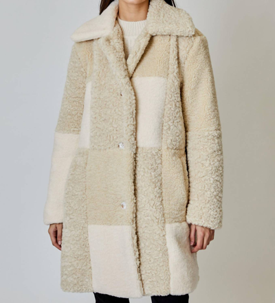 Dh New York Women's Remington Patchwork Sherpa Coat In Beige