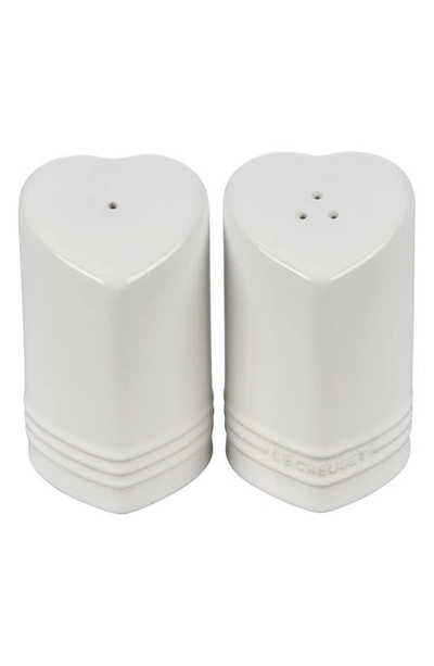 Le Creuset Figural Heart Stoneware Salt & Pepper Shaker Set In White