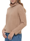 CALVIN KLEIN WOMENS CABLE KNIT COWLNECK PULLOVER SWEATER