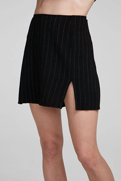 Chaser Kiss Pinstripe Mini Skirt In Black