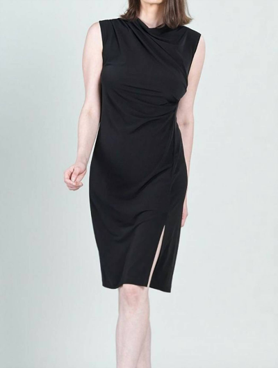 Clara Sunwoo Signature Side Slit Midi Dress In Black