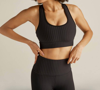 Beyond Yoga Jacquard Work It Over Long Line Bra In Black In Black