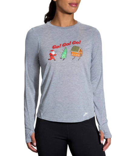 Brooks Women's Long Sleeve Tee In Gray In Grey