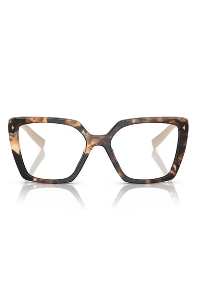 Prada 51mm Square Optical Glasses In Brown Tort