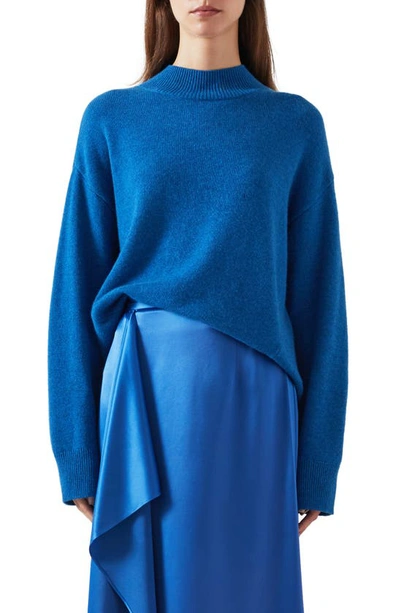 Lk Bennett Zoe Mock-neck Merino Wool Sweater In Blue