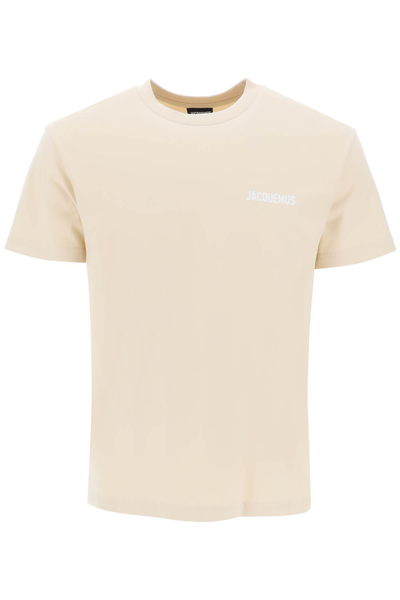 Jacquemus Le Tshirt Logo Cotton T-shirt In Beige