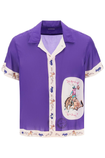 Bode Round Up Short Sleeve Shirt In Purple