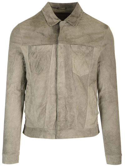 Giorgio Brato Leather Jacket Sage-colored In Grau