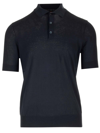 Brunello Cucinelli Cotton And Silk Polo Shirt In Navy