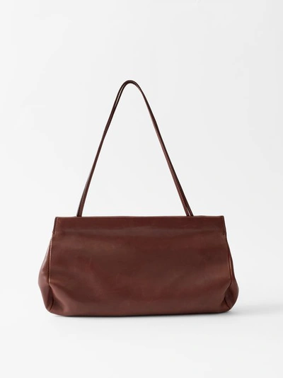 The Row Abby Leather Shoulder Bag In Brown