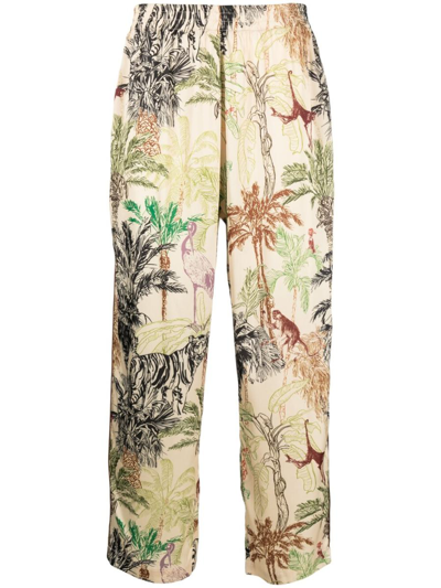 Ih Nom Uh Nit Jungle-print Trousers In Beige