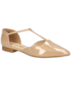 Bella Vita Women's Darby T-strap Flats In Nude Patent- Manmade