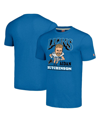 HOMAGE MEN'S HOMAGE AIDAN HUTCHINSON HEATHERED BLUE DETROIT LIONS CARICATURE PLAYER TRI-BLEND T-SHIRT