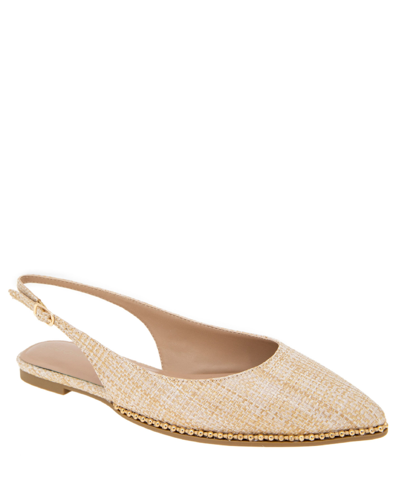 Bcbgeneration Women's Valerie Studded Slingback Pointed-toe Flats In Natural Raffia