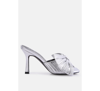 London Rag Wonderbuz High Heeled Bow Slider Sandals In Silver