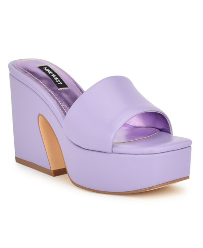 Nine West Women's Oklee Square Toe Platform Slide Sandals In Lilac