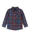 Andy & Evan Kids' Toddler/child Boys Navy Check Two-faced Button-down Shirt In Charcoal Robot