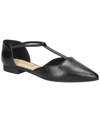 Bella Vita Darby Pointed Toe T-strap Flat In Black- Manmade