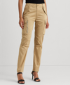 Ralph Lauren Womens Pleated Utility Cargo Pants In Birch Tan