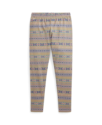 Polo Ralph Lauren Kids' Big Girls Madras-print Stretch Jersey Legging Pants In Valentines Fair Isle With Pink