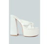 London Rag Strobing Knotted Chunky Platform Heels In White