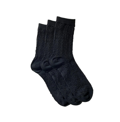 Stems Three Pack Cable Knit Crew Socks In Black