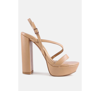 London Rag Slegs High Block Heel Platform Sandals In Latte